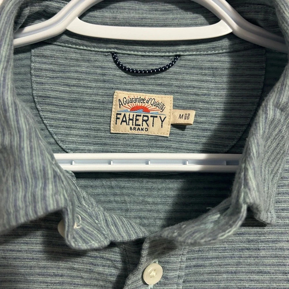 Faherty Striped Super Soft Polo Golf Shirt Classic Design - Picture 2 of 7